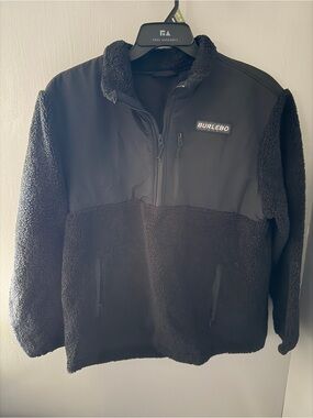 BURLEBO Men's Black Sherpa Half-Zip Performance jacket
